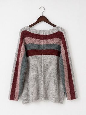 Listicle Striped Cozy Knit Sweater – Size Large
